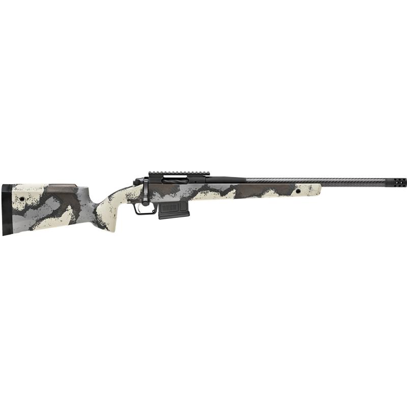 Model 2020 Waypoint, Bolt Action Rifle, 7MM PRC, 24" Carbon Fiber Barrel, 1:8 Twist, SA Radial Brake, Cerakote Finish, Graphite Black, Ridgeline Camo Carbon Fiber Stock with M-LOK, TriggerTech Adjustable Trigger, 3 Rounds, 1 AICS Long Action Magazine BAW