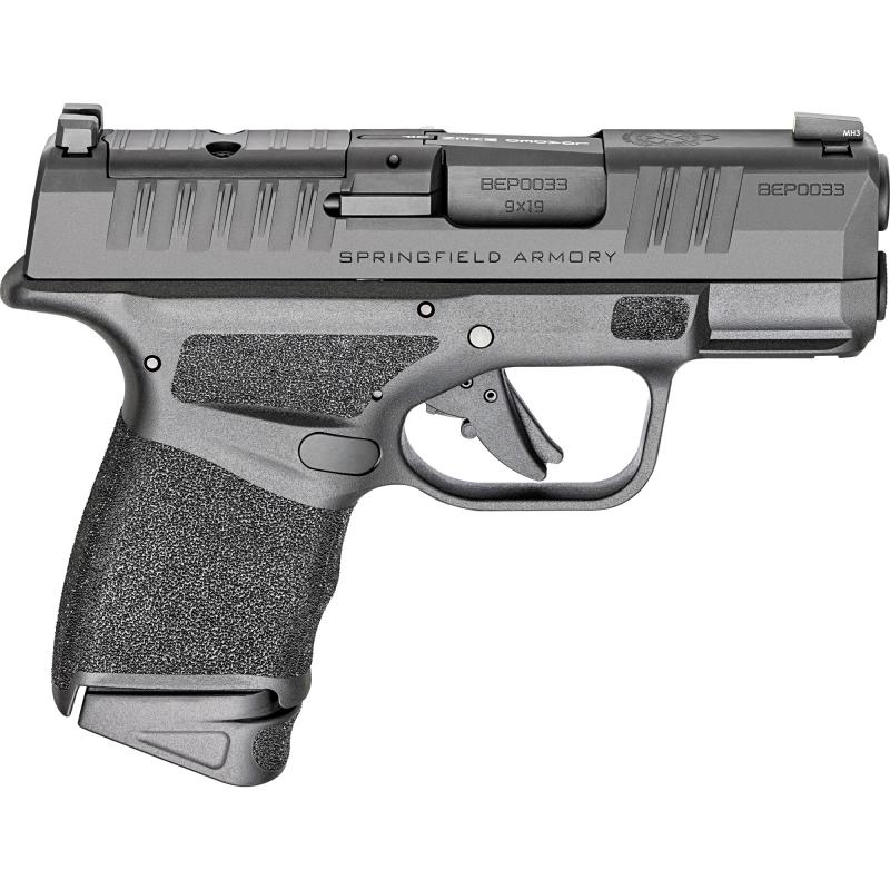 Hellcat OSP, Semi-automatic, Striker Fired, Sub-Compact, 9MM, 3" Hammer Forged Barrel, Melonite Finish, Black, Viridian RFX-11 Green Dot Sight, Textured Grip, Tritium Front Night Sight, Tactical Rack Rear Sight, 10 Rounds, 5 Magazines, Includes Range Bag