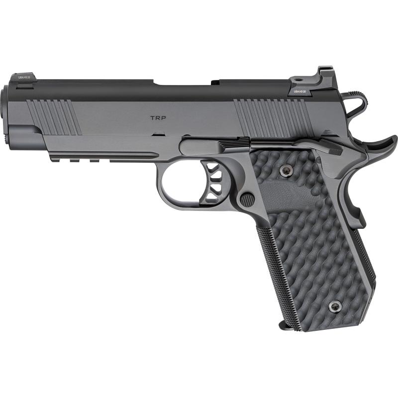 Tactical Response Pistol, Carry Contour, Semi-automatic, 1911, Metal Frame Pistol, Commander Size, 45 ACP, 4.25" Match Grade Barrel, Cerakote Finish, Black, VZ Grips Hydra G10 Grips, Tactical Rack 3-Dot Night Sights, 7 Rounds, 3 Rounds PC9124LR-CC