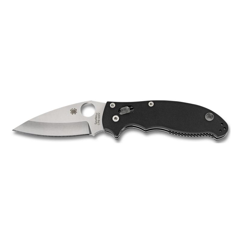 Manix2, Folding Knife, 3.375" Blade, Clip Point, Plain Edge, CPM-S30V Finish, Black G10 Frame, Circle Thumb Hole/Pocket Clip C101GP2