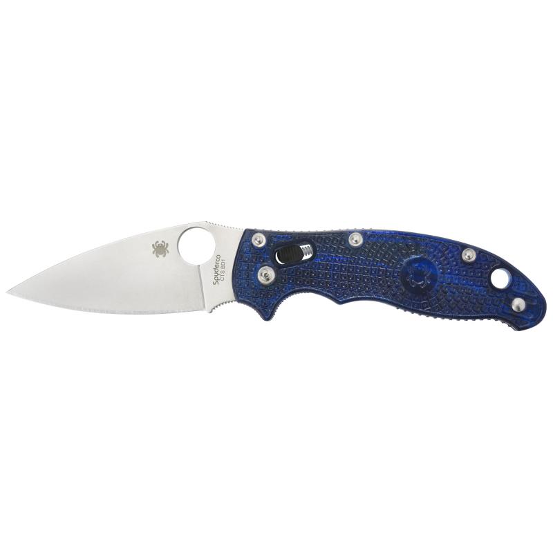 Manix 2, 3.37" Folding Knife, Drop Point, Plain Edge, CTS BD1, Translucent Blue FRCP, Circle Thumb Hole/Pocket Clip C101PBL2