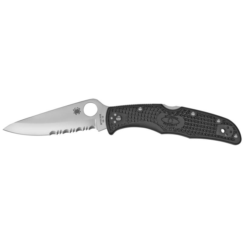 Endura4, Lightweight, 3.938" Folding Knife, Clip Point, Combo Edge, VG10/Satin, Black FRN, Circle Thumb Hole/Pocket Clip C10PSBK