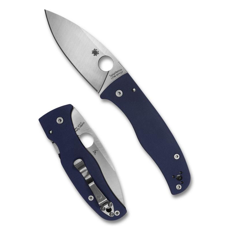 Bodacious, Folding Knife, 3.63" Leaf-Shaped Blade, 8.27" Overall Length, CPM SPY27 Blade Steel, Plain Edge, Satin Finish, Silver, Blue G-10 Handle, Compression Lock C263GPCBL
