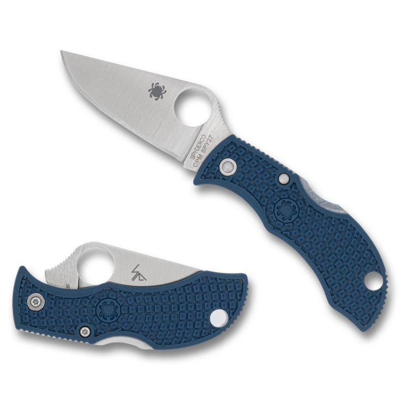 Manbug, Folding Knife, 1.96" Clip Point Blade, 4.46" Overall Length, CPM SPY27 Blade Steel, Plain Edge, Satin Finish, Silver, Cobalt Blue FRN Handle, Back Lock MPCBL