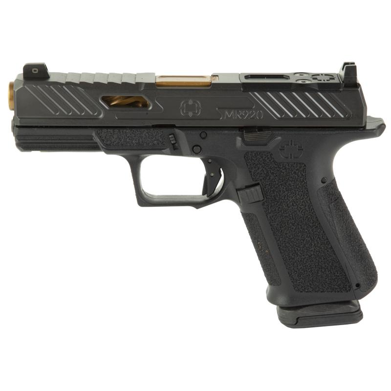 MR920, 9mm, Black Frame, Elite Slide Optic Black, Spiral Unthreaded Barrel Bronze, SS Rod, Grn Trit