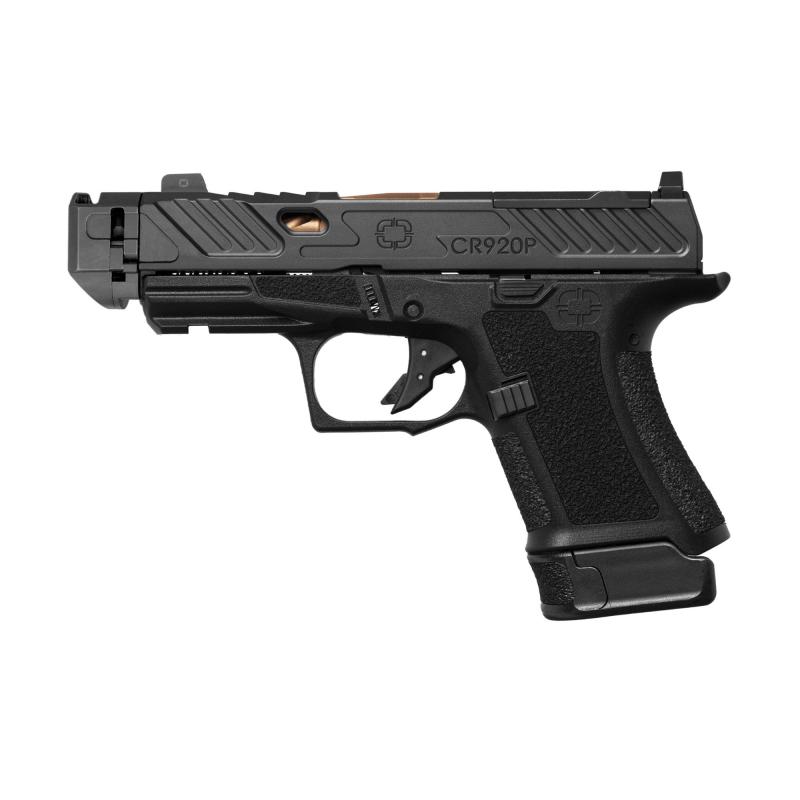 CR920P Elite, Striker Fired, Semi-automatic Pistol, Sub-Compact, 9mm, 3.75" Bronze Spiral Fluted Barrel, Integrated Compensator, Polymer Frame, Nitride Finish, Black, Front Night Sight, Trigger Safety, Includes 2 Magazines (1)-10 Round (1)-13 Rounds and
