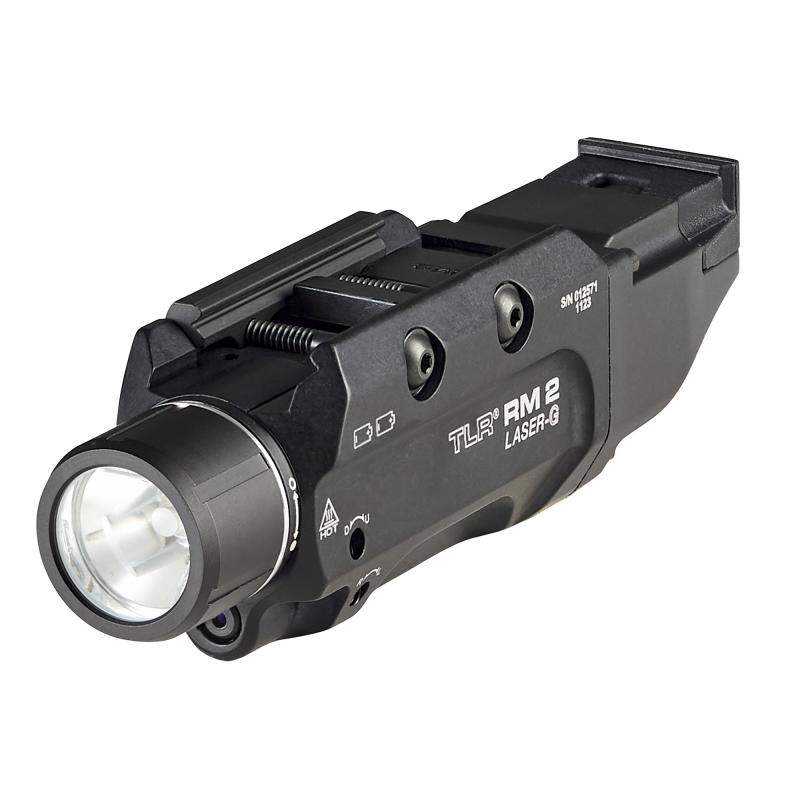 TLR RM 2, Weaponlight with Green Laser, 1000 Lumens, 1.5 Hour Runtime, Black, Includes Key Kit, and (2) CR123A Lithium Battery 69454