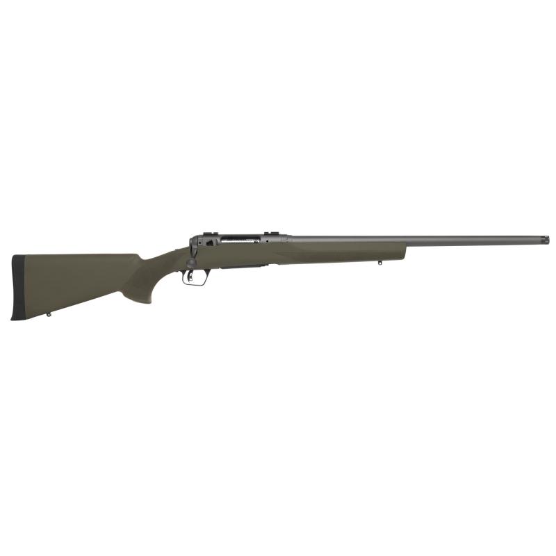 110 TRAIL HUNTER, Bolt Action Rifle, 30-06 Springfield, 22" Button Rifled Barrel, 5/8x24 Threaded Muzzle, 2 Piece Weaver Style Bases, Hogue Overmolded Rifle Stock in Olive Drab Green, Tungsten Cerakoted Barreled Action, 1 Detachable Magazine, 4 Rounds 58