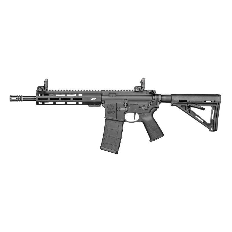 M&P 15, SBR, Semi-automatic Rifle, 223 Remington/556NATO, 11.5" Barrel, A2 Compensator, Anodized Finish, Black, 9" Free Float M-LOK Handguard, Magpul MOE Grip, Magpul Backup Flip Sights, Magpul MOE Stock, 30 Rounds, 1 Magazine 13493