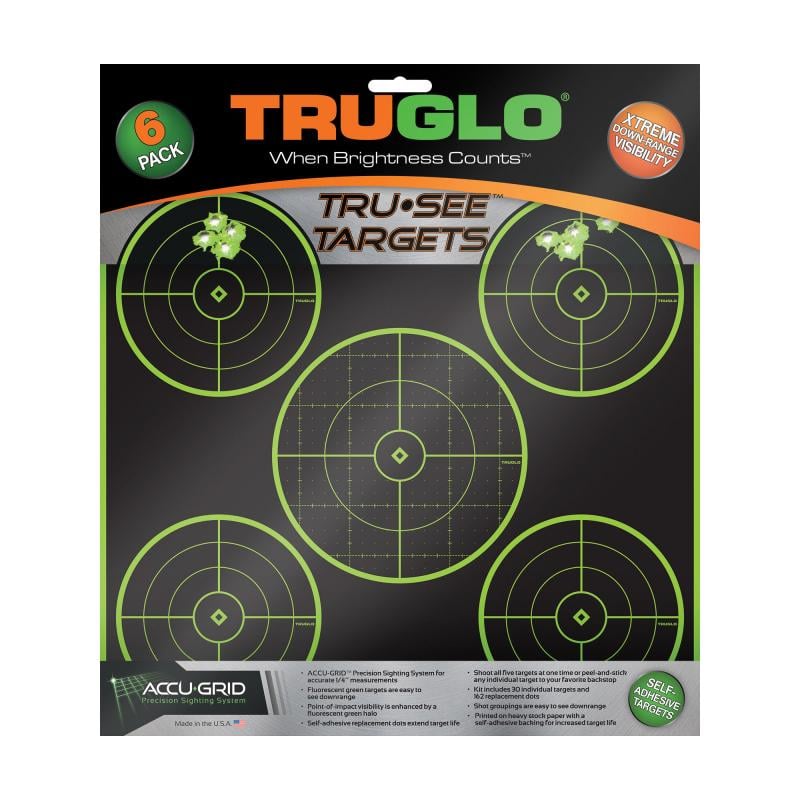 Tru-See Reactive/Splatter Targets 5-Bullseye Green 6 Pack