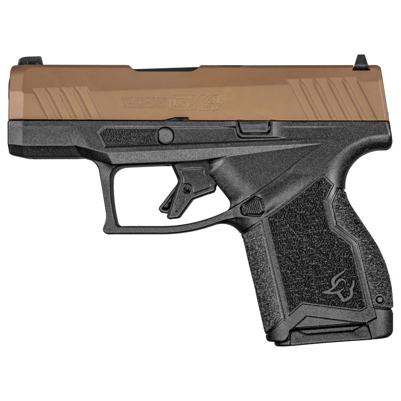 GX4, Striker Fired, Semi-automatic, Polymer Frame Pistol, Compact, 9MM, 3" Barrel with DLC Finish, Troy Coyote Ceralpte Finish Slide, Fixed Steel Front Sight, Drift-Adjustable Steel Rear Sight w/ Serrated Ramp, Two Backstrap Options, 11 Rounds, 2 Magazin