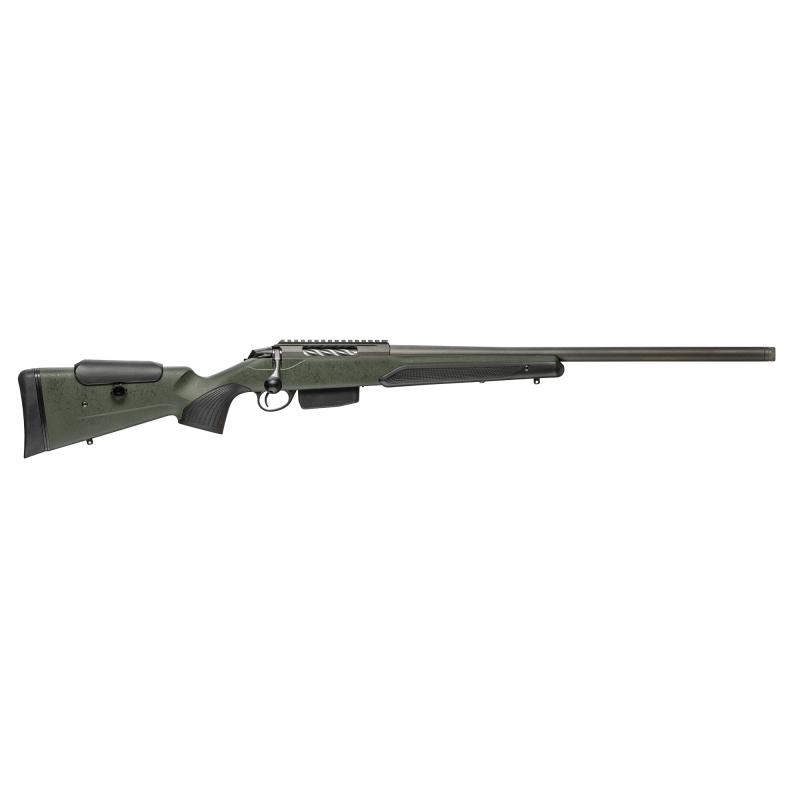 Tikka T3x Super Varmint | 22-250, 20" Threaded Barrel, Thungsten Cerakote, Green Rouchtech Stock, Adjustable Cheek Piece, 2 Stage Trigger, 5+1