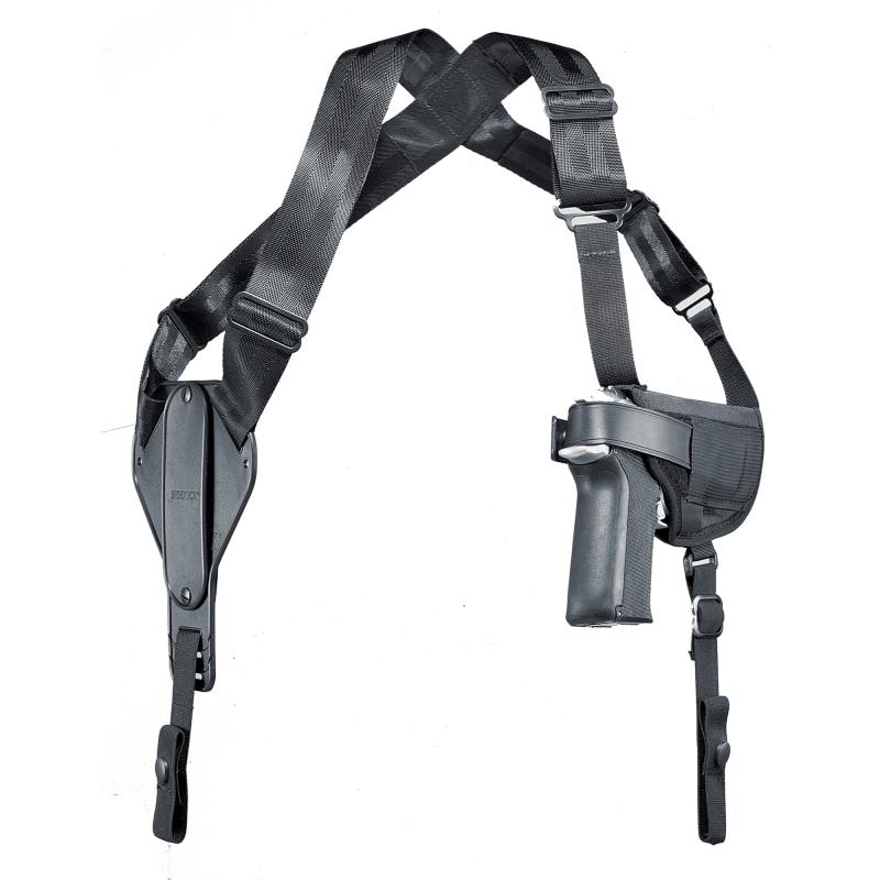 Pro-Pak Cross Harness Horizontal Shoulder Holsters Size 15 for 3.75-4.5 Inch Barrel Large Automatics Black Ambidextrous