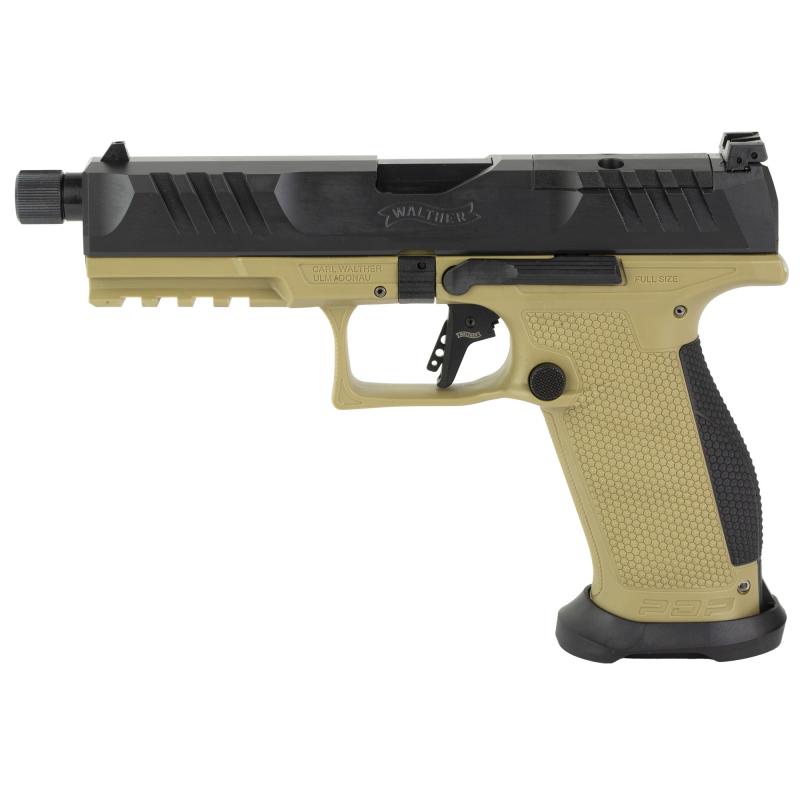 PDP Pro, Striker Fired, Semi-automatic, Polymer Frame Pistol, Full Size, 9MM, 5.1" Threaded Barrel, Matte Finish, Black Slide, Flat Dark Earth Frame, Adjustable Rear Sight, Optics Ready, 18 Rounds, 2 Magazines 2876582