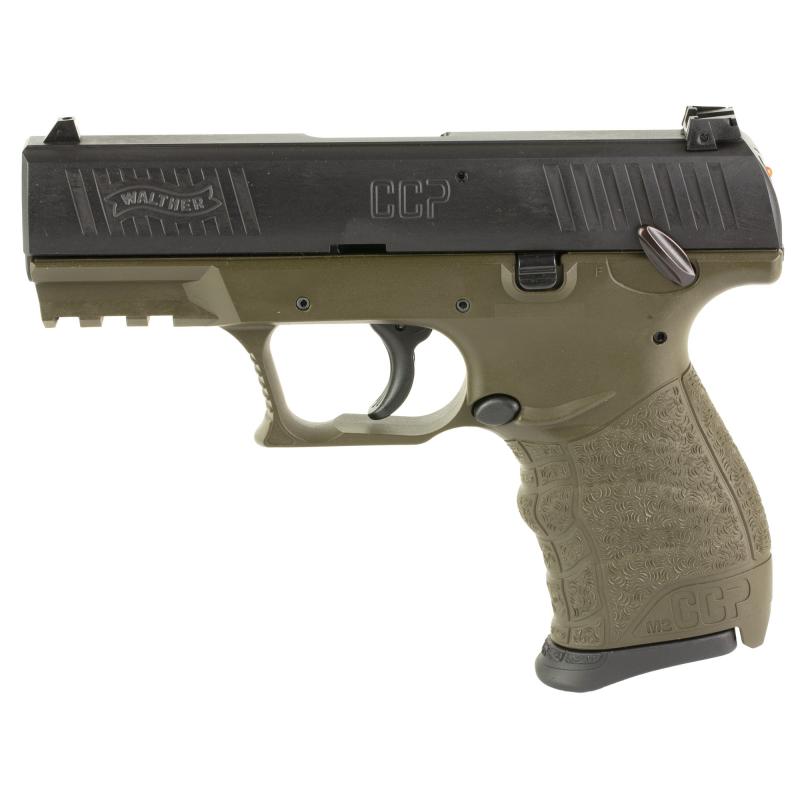CCP M2+, Striker Fired, Semi-automatic, Polymer Frame Pistol, Compact, 9MM, 3.54" Barrel, Matt Finish, Military Green and Black, Manual Safety, 3 Dot Sights, 8 Rounds, 2 Magazines 5083506