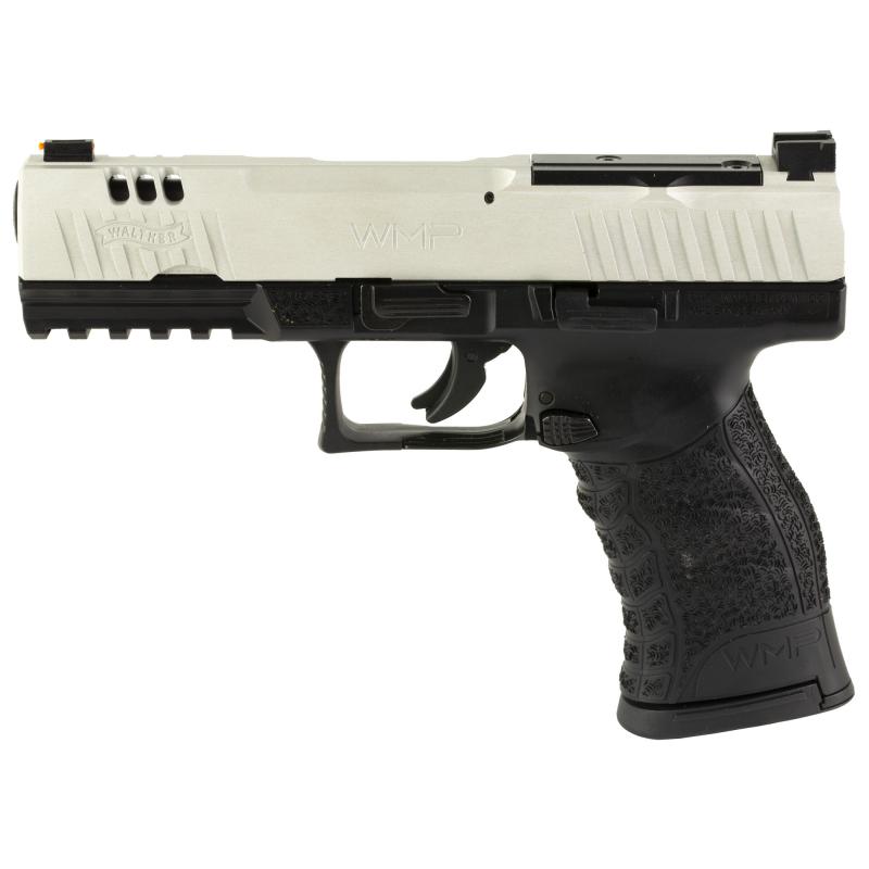WMP, Semi-automatic, Double Action, Polymer Frame Pistol, 22 Winchester Magnum, 4.5" Barrel, Matte Finish, Black and Silver, 3 Dot Adjustable Sights, Optics Ready, 15 Rounds, 2 Magazines, Includes 3 Optic Plates 5220306
