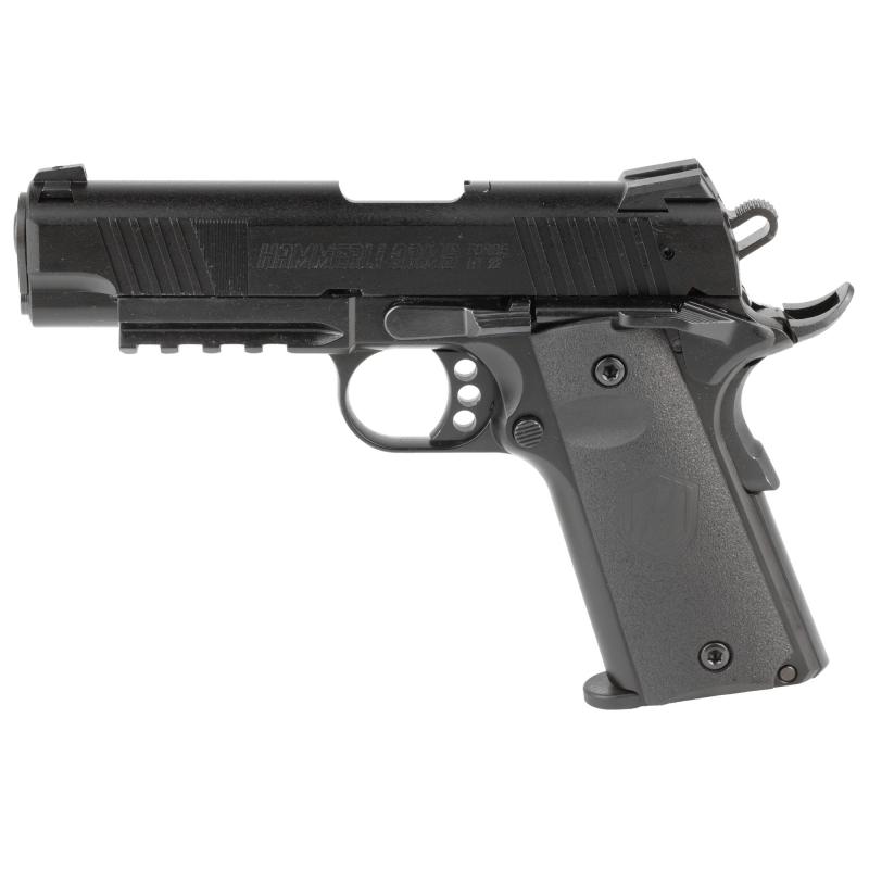 Forge H1 1911, Single Action Only, Semi-automatic, Metal Frame Pistol, Full Size, 22 LR, 4.25" Threaded Barrel, Cerakote Finish, Black, Manual Safety, Adjustable Sights, 10 Rounds, 2 Magazines 5801010