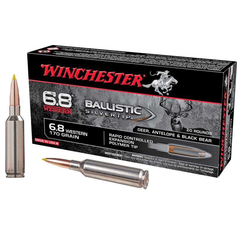Ballistic Silvertip, 6.8 Western, 170Gr, Ballistic Tip, 20 Round Box SBST68W