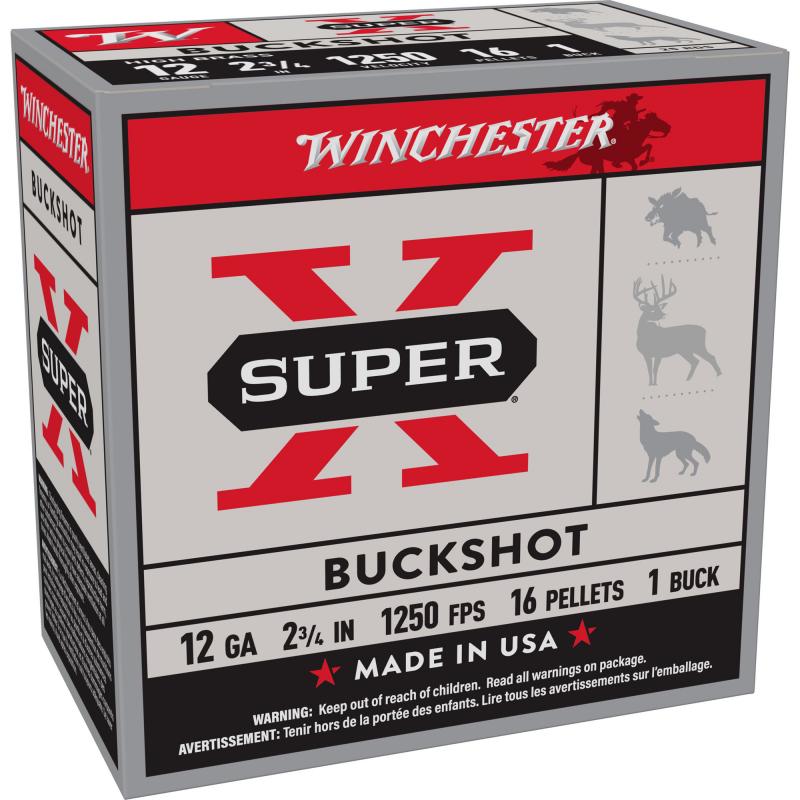 Super-X, 12 Gauge, 2.75", 1 Buck, Buckshot, 25 Round Box XB121VP25