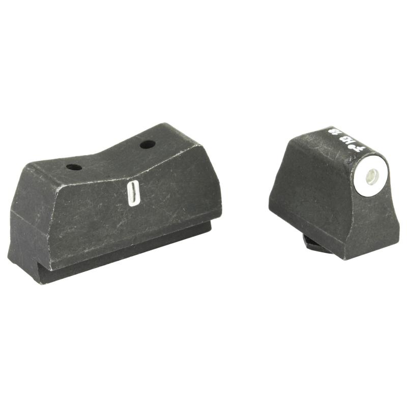 24/7 Big Dot Tritium Front, Tritium Stripe Rear, Express Suppressor Height Sight Set, Fits Glock 17,19,26,34,22,23,27,35,31,32,33,36, Green with White Outline GL-0004S-5