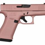 43X, Striker Fired, Semi-automatic, Polymer Frame Pistol, Sub-Compact, 9MM, 3.41" Barrel, Glock Marksman Barrel, nDLC Finish, Rose Gold, No Finger Grooves, Fixed Sights, 10 Rounds, 2 Magazines UX4350204