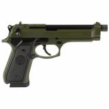 92FS, Double Action/Single Action, Semi-automatic, Full Size, 9MM, 5.1" Threaded Barrel, Cerakote Finish, Olive Drab Green, Polymer Grips, 18 Rounds, 2 Magazines J92F300GRTB18