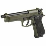 92FS, Double Action/Single Action, Semi-automatic, Full Size, 9MM, 5.1" Threaded Barrel, Cerakote Finish, Olive Drab Green, Polymer Grips, 18 Rounds, 2 Magazines J92F300GRTB18