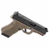 Frontline, Striker Fired, Semi-automatic, Compact, Polymer Frame Pistol, 9MM, 4" Barrel, Cerakote Finish, Flat Dark Earth and Black, AmeriGlow Front Sights Tall, 15 Rounds BRO-FL-9MM-FDE-BLK