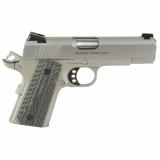 Lightweight Officer, Semi-automatic, 1911, 45ACP, 4.25" Barrel, Alloy Frame, Matte Stainless and Cerakote Finish, Silver, Novak Sights, G10 Grips, 7 Rounds, 1 Magazine O9840XE
