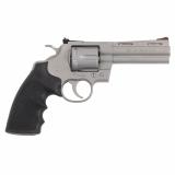 Python, Double Action, Steel Frame Revolver, 357 Magnum/38 Special, 3" Barrel, Stainless Steel, Bead Blast Finish, Black Hogue Rubber Grips, Blade Front/Adjustable Rear Sights, 6 Rounds PYTHON-SM3RTS