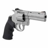 Python, Double Action, Steel Frame Revolver, 357 Magnum/38 Special, 3" Barrel, Stainless Steel, Bead Blast Finish, Black Hogue Rubber Grips, Blade Front/Adjustable Rear Sights, 6 Rounds PYTHON-SM3RTS