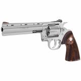 Python, Revolver, Double Action Only, 357 Magnum, 6" Barrel, Stainless Finish, Stainless Steel Frame, Walnut Grips, 6Rd, Red Ramp Front/Adjustable Rear PYTHON-SP6WTS