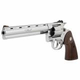 Python, Double Action, Steel Frame Revolver, 357 Magnum/38 Special, 8" Barrel, Stainless Steel, Bead Blast Finish, Walnut Grips, Blade Front/Adjustable Rear Sights, 6 Rounds PYTHON-SP8WTS