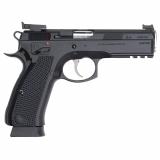 CZ SP01 Accu Shadow, Double Action/Single Action, Semi-automatic, Metal Frame Pistol, Full Size, 9MM, 4.6" Barrel, Steel, Polycoat Finish, Black, Aluminum Grips, Fiber Optic Front/Adjustable Rear Sight, Manual Safety, 19 Rounds, 2 Magazines 91033