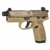 502, Tactical, Single Action Only, Semi-automatic, Polymer Frame Pistol, Compact Size, 22 LR, 4.6" Threaded Barrel, 1/2X28 TPI, Flat Dark Earth, Fixed Suppressor Height Sights, Ambidextrous Thumb Safety, No Decocker, 10 Rounds, Optics Ready Slide, 2 Maga