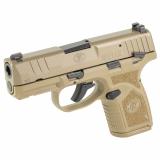 Reflex MRD, Semi-automatic Pistol, Polymer Frame, Internal Hammer Fired, Single Action Only, Micro Compact, 9MM, 3.3" Cold Hammer Forged Barrel, PVD Finish, Flat Dark Earth, Optics Ready, Manual Safety, Tritium Front Sight, 2 Dot Rear Sight, 2 Magazines,