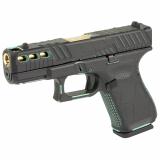 19 GEN 5, Striker Fired, Semi-automatic, Polymer Frame Pistol, Compact, 9MM, 4.02" Gold Barrel, Custom Black and Robin's Egg Blue Cerakote Finish by Shark Coast Tactical, Fixed Sights, 15 Rounds, 3 Magazines PA195S203