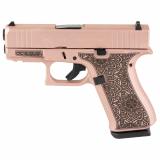 43X, Striker Fired, Semi-automatic, Polymer Frame Pistol, Sub-Compact, 9MM, 3.41" Barrel, Custom Rose Gold Paisley Finish with Laser Engraving by Skydas, Fixed Sights, 10 Rounds, 2 Magazines UX4350204-RGLAS
