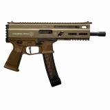 Stribog SP9A1, Semi-automatic, Aluminum Frame Pistol, 9MM, 8" Barrel, Threaded 1/2X28, Matte Finish, Flat Dark Earth, M-LOK Rail, Manual Safety, Non-Reciprocating Charging Handle, 30 Rounds, 3 Magazines 197892004763