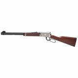 Lever Action, 25th Anniversary Edition, 18.5" Barrel, Blue Finish, Nickel Plated Engraved Receiver, American Walnut Stock, Adjustable Sights, 15Rd H001-25