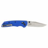 Deka, Folding Knife, CPM MagnaCut, Stone Tumble Finish, Silver, Plain Clip Point Edge, 3.25" Blade, Blue Polyamide Nylon 12 Grips 24373