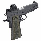 KHX CUSTOM/RL (OI), 1911, Semi-automatic, Full Size, 45ACP, 5" Barrel, Matte Finish, Black, G-10 Grips, Railed Frame, Optic Ready, Mounted Holoson HE507C-GR-X2 Optic, 8 Rounds 3000436