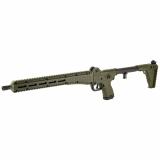 Model Sub 2000, Gen 3, Semi-automatic Rifle, 9MM, 16.1" Barrel, Threaded 1/2x28, Blued Finish, Green Furniture, Adjustable Sights, 1 Magazine, 15 Rounds, For Glock Magazines SUB2K9GLKGRN