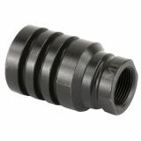 Blast Diverter, 5/8-24 Threads, Fits 30 Caliber Pistols or Rifles, Linear Comp Design Diverts Muzzle Blast Forward, Black Finish MI-30PBD