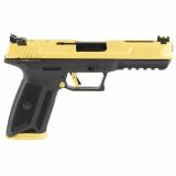 57, TALO Edition, Double Action, Semi-automatic, Polymer Frame Pistol, Full Size, 5.7X28MM, 4.94" Barrel, Cerakote Finish, Shimmer Gold Slide, Fiber Optic Front and Adjustable Rear Sights, Ambidextrous Manual Safety, 20 Rounds, 2 Magazines, Ambidextrous