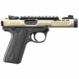 Mark IV, 22/45 Lite, Single Action, Semi-automatic, Polymer Frame Pistol, 22LR, 4.4" Threaded Barrel, Anodized Finish, Champagne, Black Frame, Checkered Grips, Adjustable Rear Sight, Ambidextrous Safety, 10 Rounds, 2 Magazines 43955