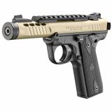 Mark IV, 22/45 Lite, Single Action, Semi-automatic, Polymer Frame Pistol, 22LR, 4.4" Threaded Barrel, Anodized Finish, Champagne, Black Frame, Checkered Grips, Adjustable Rear Sight, Ambidextrous Safety, 10 Rounds, 2 Magazines 43955