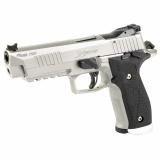 P226 XFive, Single Action Only, Semi-automatic, Metal Frame Pistol, Full Size, 9MM, 5" Barrel, Stainless Steel Frame, Hogue G10 Piranha Grips with Alloy Magwell, Fully Adjustable AX3 Trigger, 10 Rounds, 3 Magazines 226X5-9-STAS-10