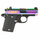 P238, Semi-automatic, Single Action Only, Sub-Compact, 380 ACP, 2.7" Barrel, Night Sights, PVD Finish, Rainbow Slide, Black Frame, 1 Magazine, 6 Rounds 238-380-RBT2
