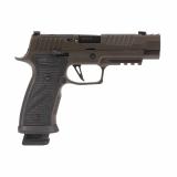 P320, AXG Legion, Striker Fired, Semi-automatic, Metal Framed Pistol, Full Size, 9MM, 3.9", Two Port Slide Integrated Expansion Chamber, Cerakote Finish, Legion Gray, AXG Modular Grip, Hogue Custom G10 Grips, X Series Flat Skeletonized Trigger, XRay Day/
